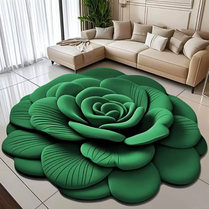Tapis à fleurs, tapis de sol pivoine douce de forme spéciale, tapis de sol de salle de bain absorban