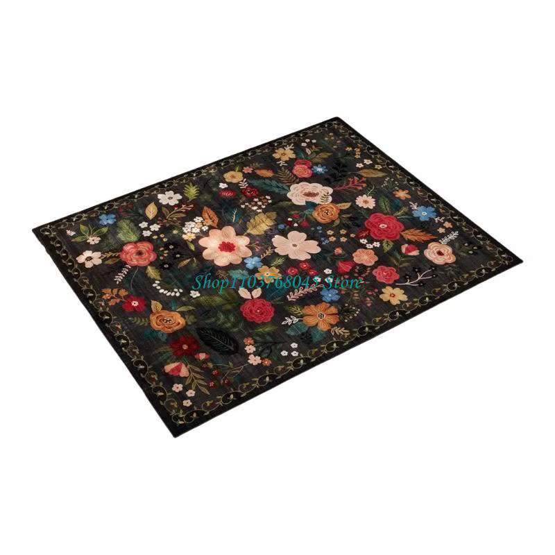 R53F Tapis zone facile à nettoyer avec floral vintages tapis pour entrées