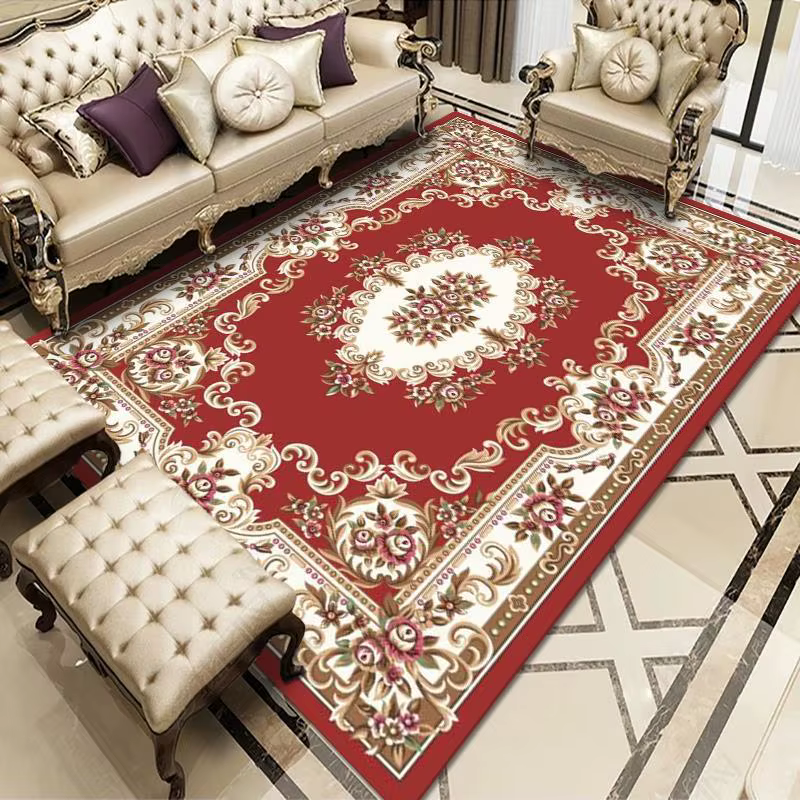 Tapis doux brodés personnalisés pour salon, tapis en flanelle de luxe, décor de chambre à coucher, a