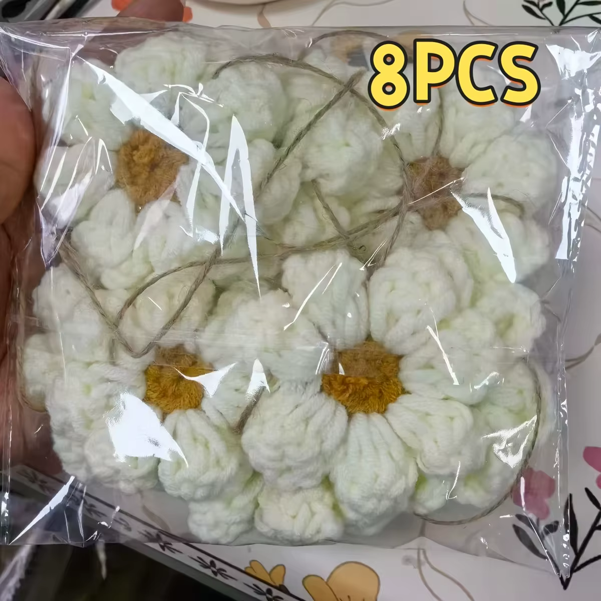 8 décorations de marguerites au crochet de 1,8 mètre de long, adaptées à la décoration de la maison,