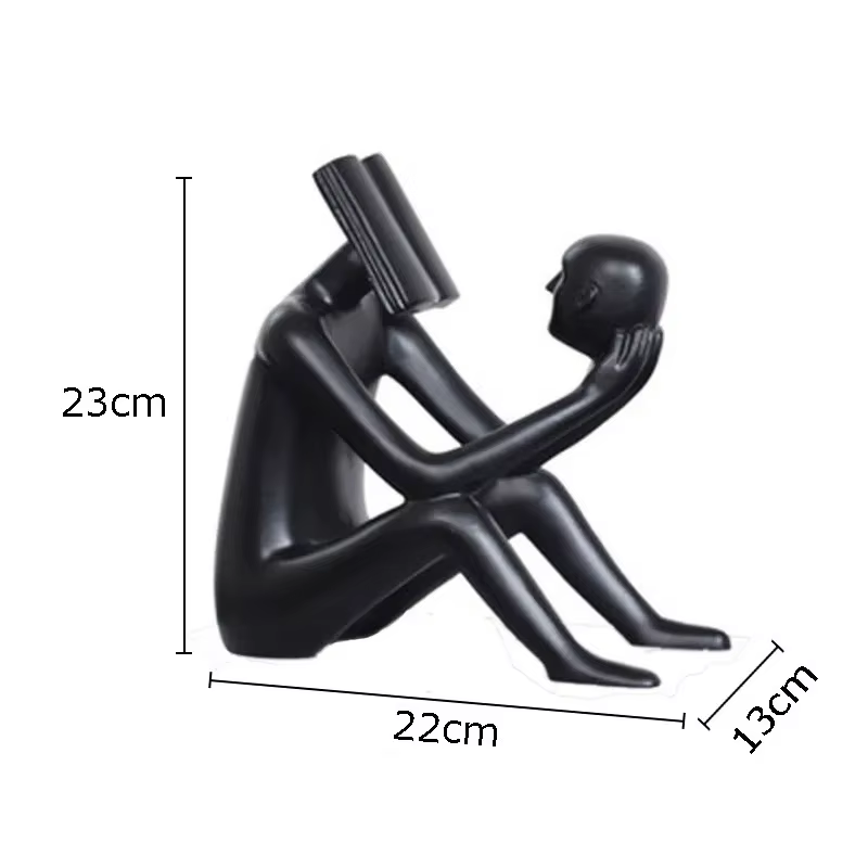 Sculpture de figure de lecteur de livre, décor esthétique de pièce, artisanat créatif de résine de r