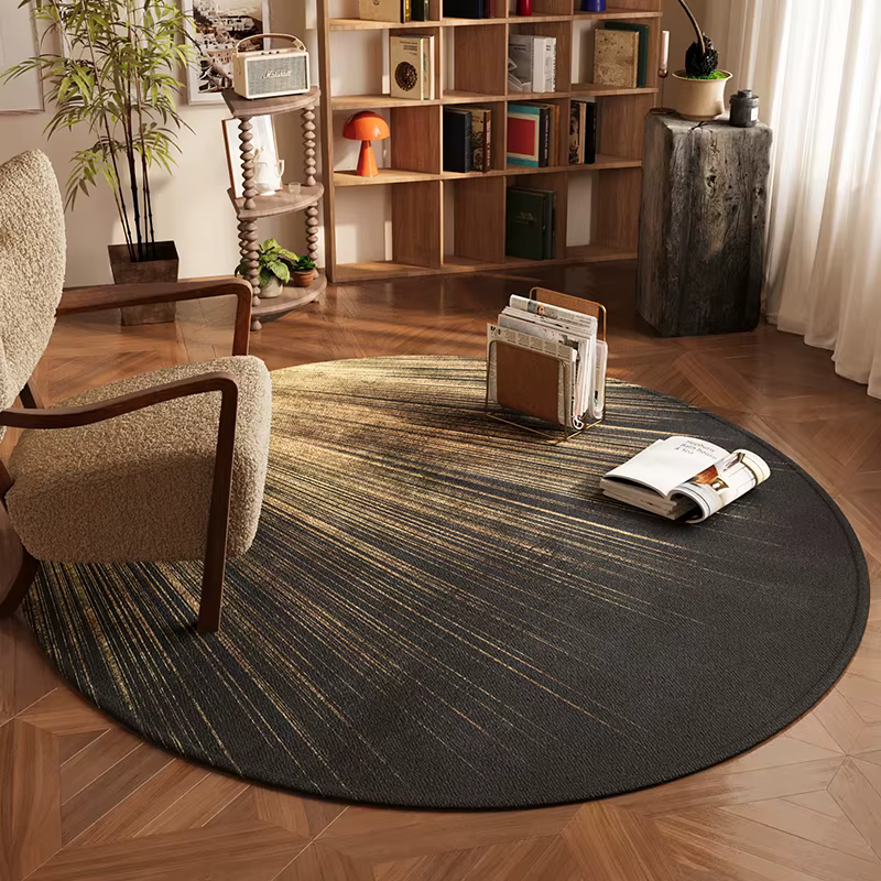 Tapis rond de luxe léger pour décoration de chambre à coucher, tapis de Style moderne pour salon, la