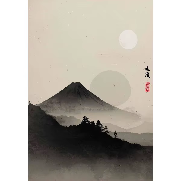 Affiche de paysage asiatique traditionnel japonais rétro ukiyo-e Zen, peinture sur toile de paysage 