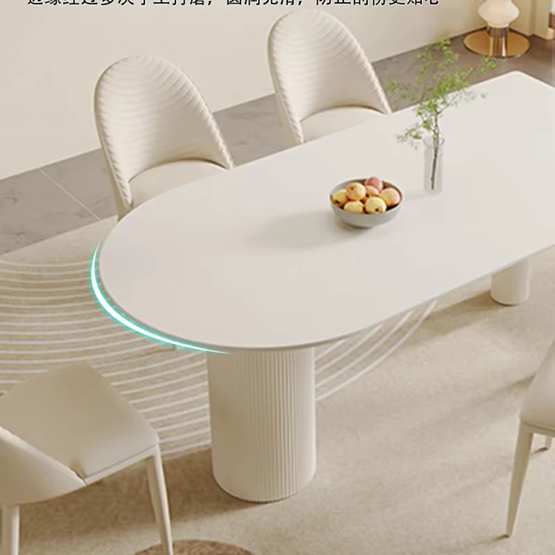 Table à manger moderne De luxe blanc nordique Vintage demi-cercle Table à manger étanche italie Conj