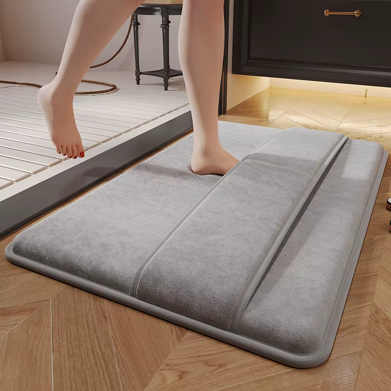 Tapis de Bain en Mousse à Mémoire de Forme, Amélioré et Épais avec Essuyage du Cou, Super Doux, Conf