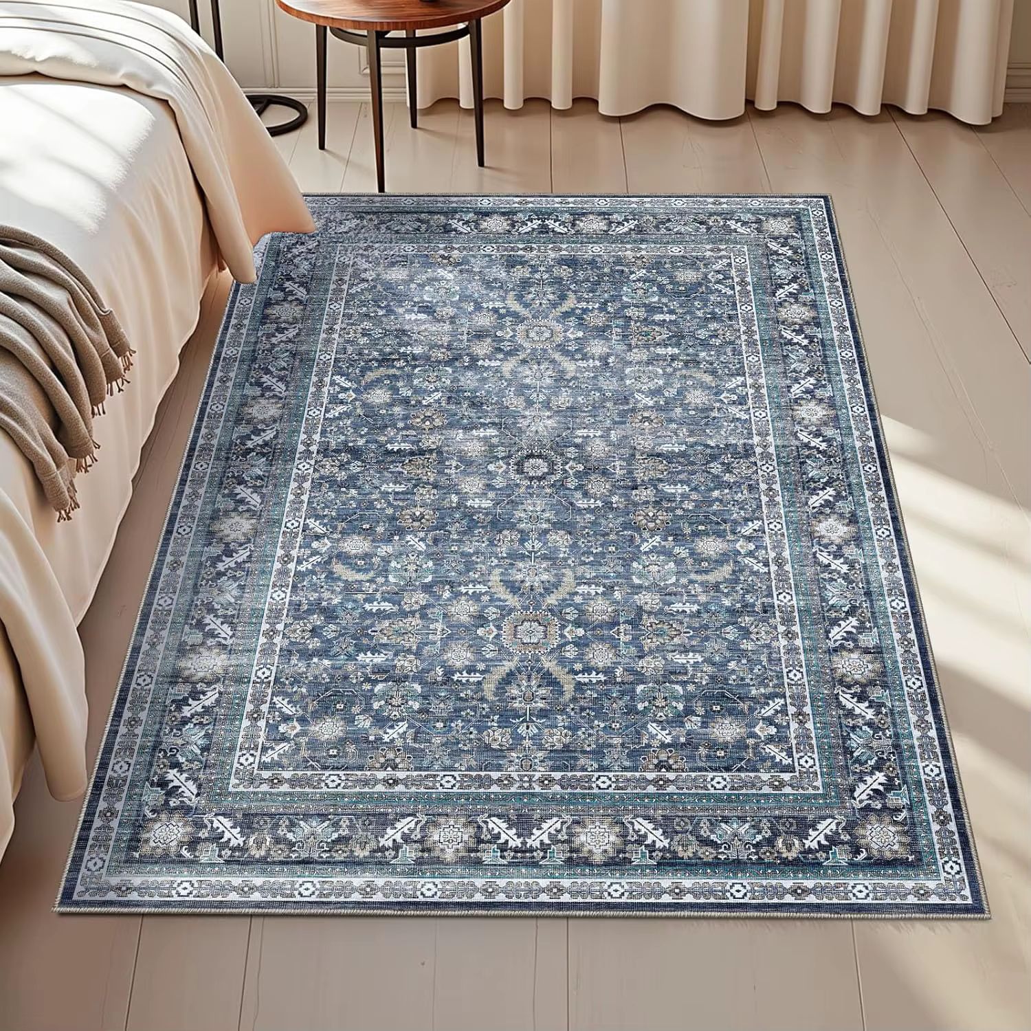 Tapis traditionnel rétro rectangulaire, pour chambre à coucher, salon, rose, blanc, doux, antidérapa