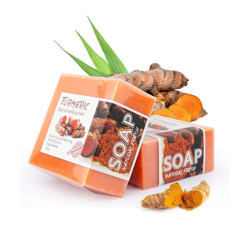 Savon au curcuma pur naturel 100g, savon aux huiles essentielles, savon artisanal pour le nettoyage,