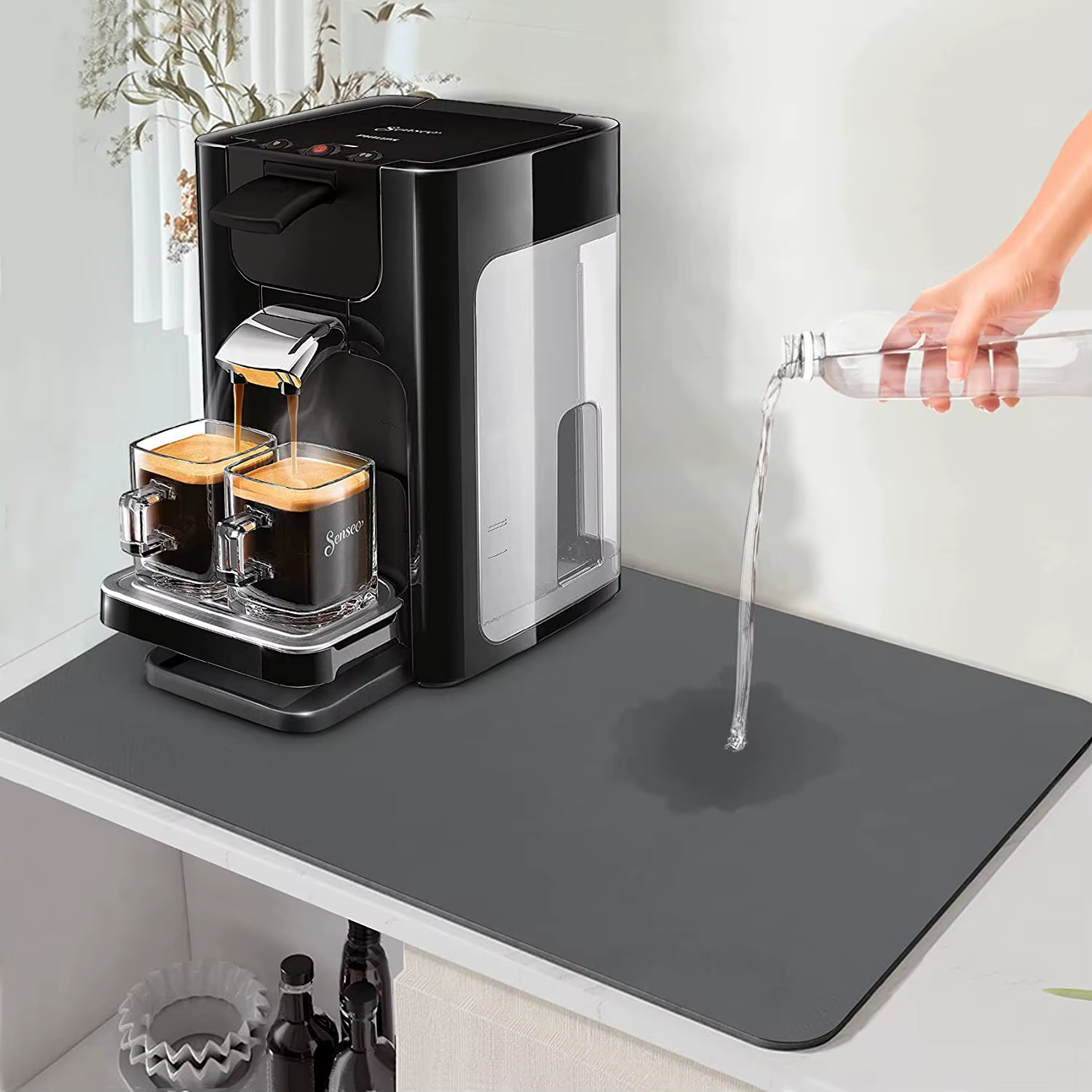 Grand tapis de vidange absorbant de cuisine Super antidérapant, tapis de séchage de plat à café Supe