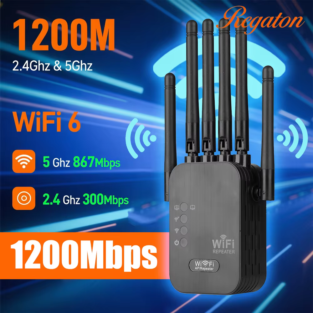 Répéteur WiFi 5G sans fil 1200 Mbps, routeur amplificateur de signal WiFi double bande longue portée