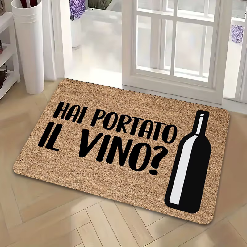VIKAMA Tapis d'extérieur humoristique à thème italien, tapis de bienvenue pour hall d'entrée, tapis