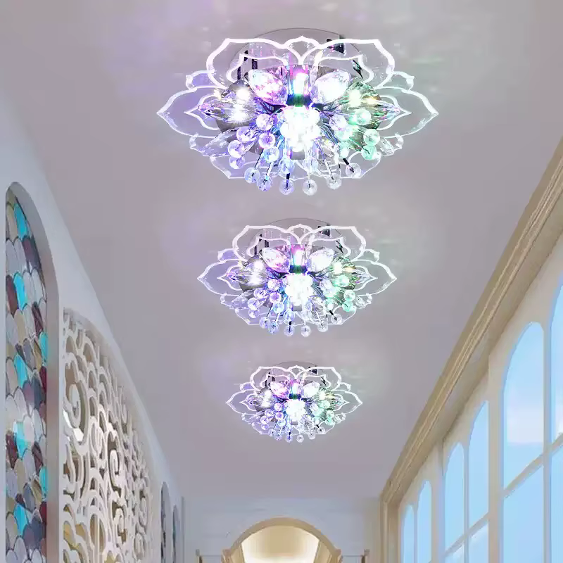 Créatif LED plafonnier cristal fleur lustre chambre couloir salon suspension lampe chambre cuisine d