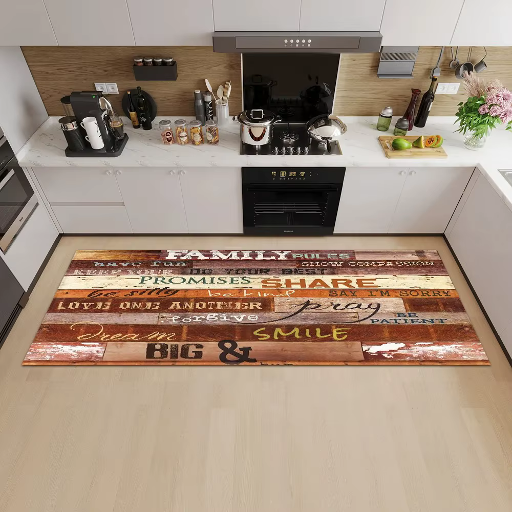 Polymères de sol en bois pour la décoration de la maison, motif de porte avant, cuisine
