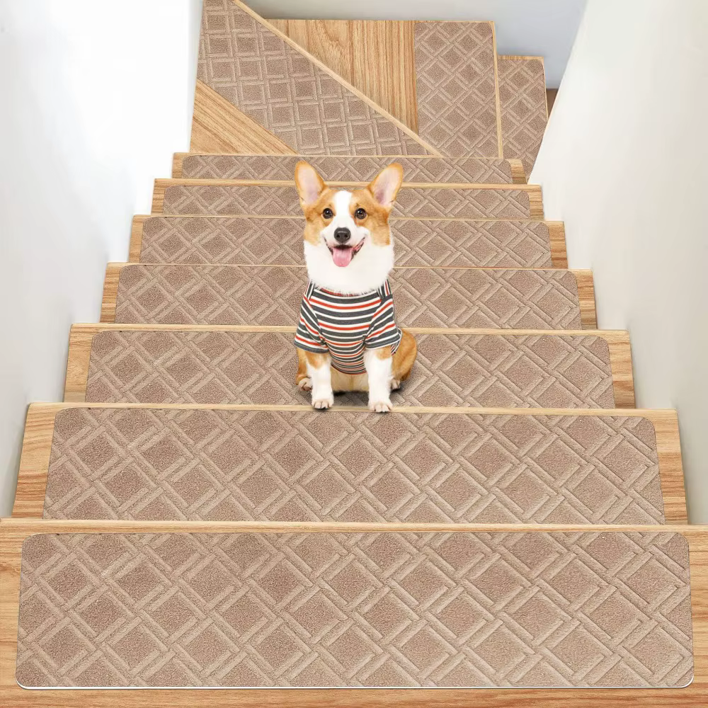 Tapis d'escalier auto-adhésif antidérapant 76x20cm, tapis de bande de roulement d'escalier à rayures