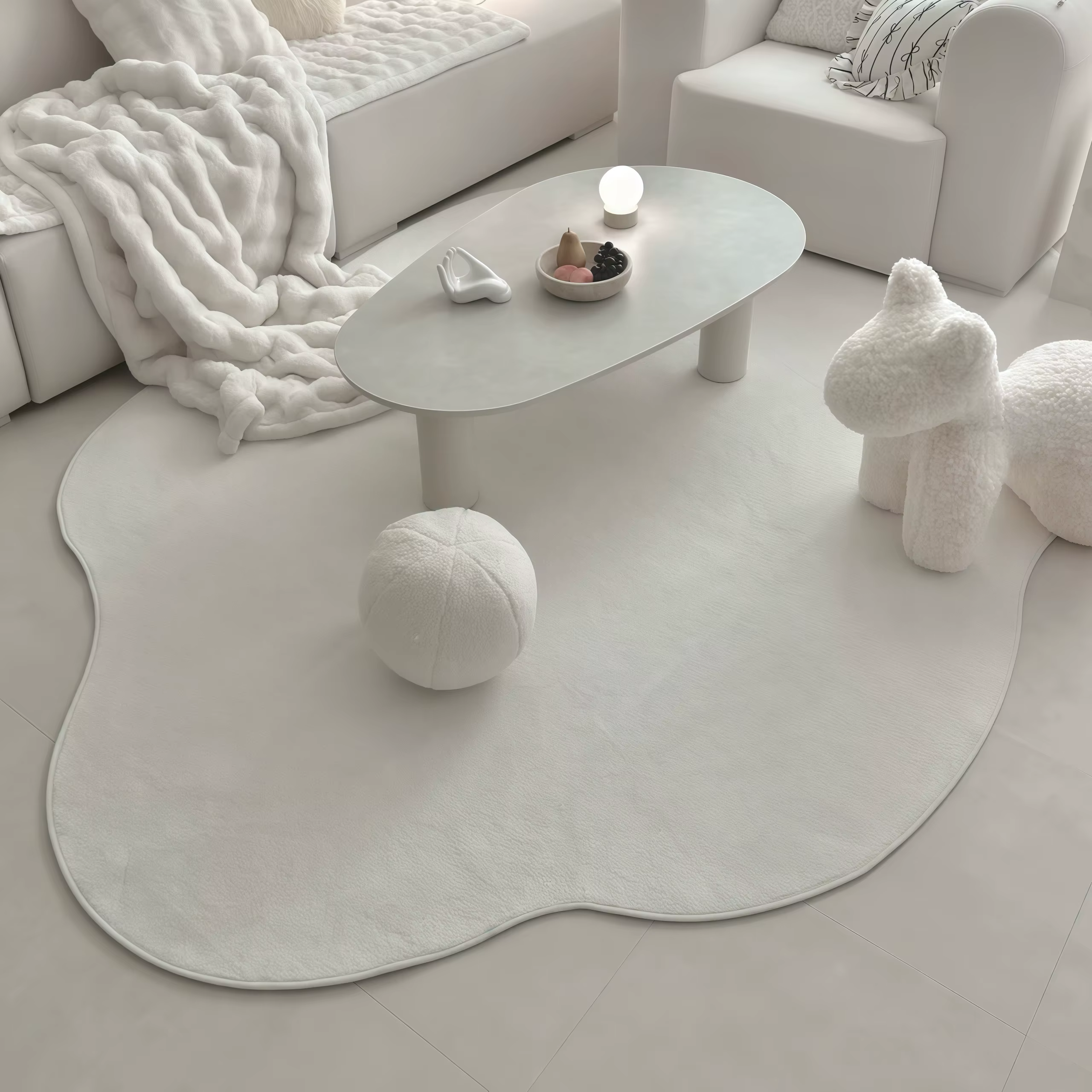 Tapis de couleur unie pour chambre à coucher, décoration irrégulière de salon, grand tapis moelleux