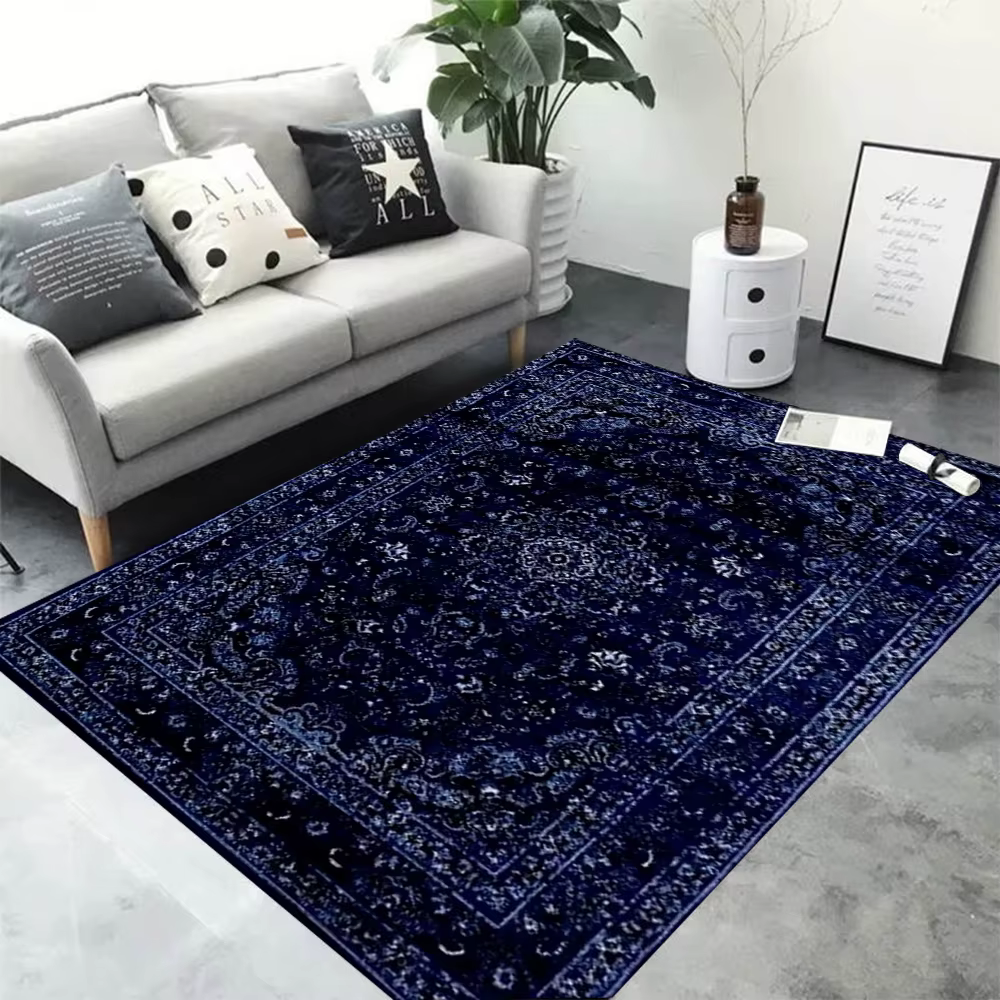 Tapis violet vintage de style bohème, décoration de maison classique luxueuse, tapis antidérapant ad