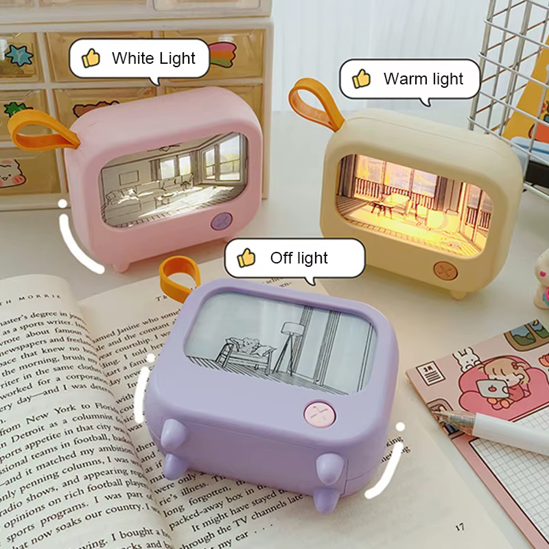 TV peinture veilleuse Led mignon enfant apprentissage lampe de Table chambre décoration de la maison