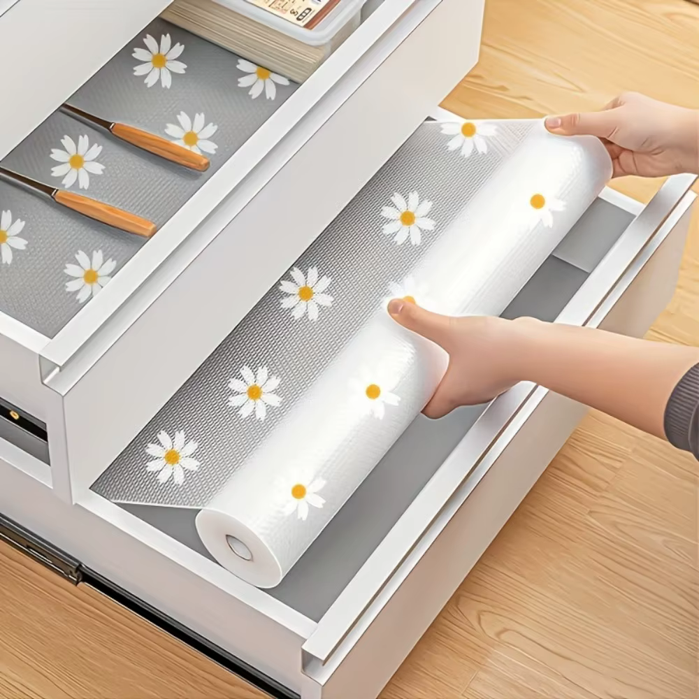 Tapis de cuisine à motif floral, tapis de tiroir réutilisable, tapis de table à manger, tapis isolan