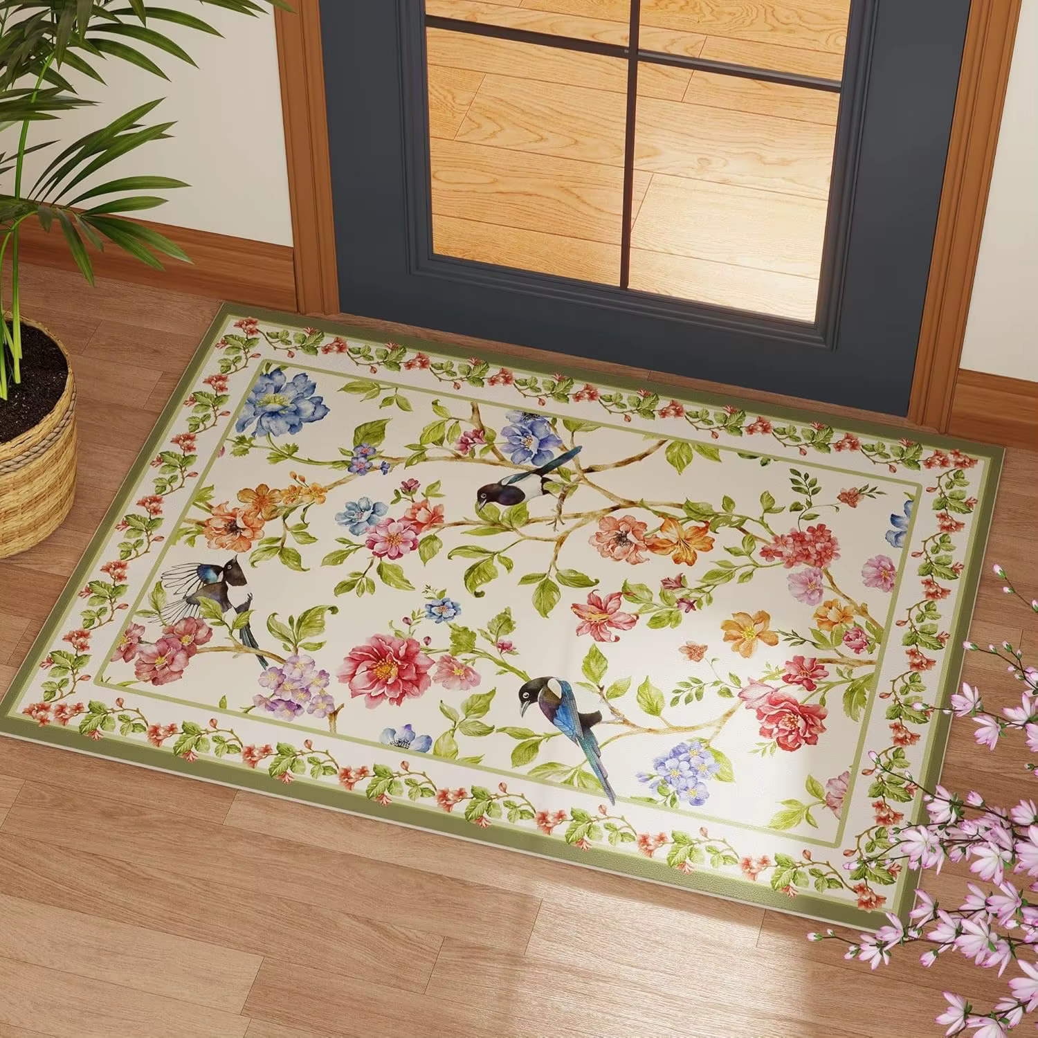 Tapis d'oiseau à fleurs orientales, Design papillon botanique Vintage, décoration de la maison pour