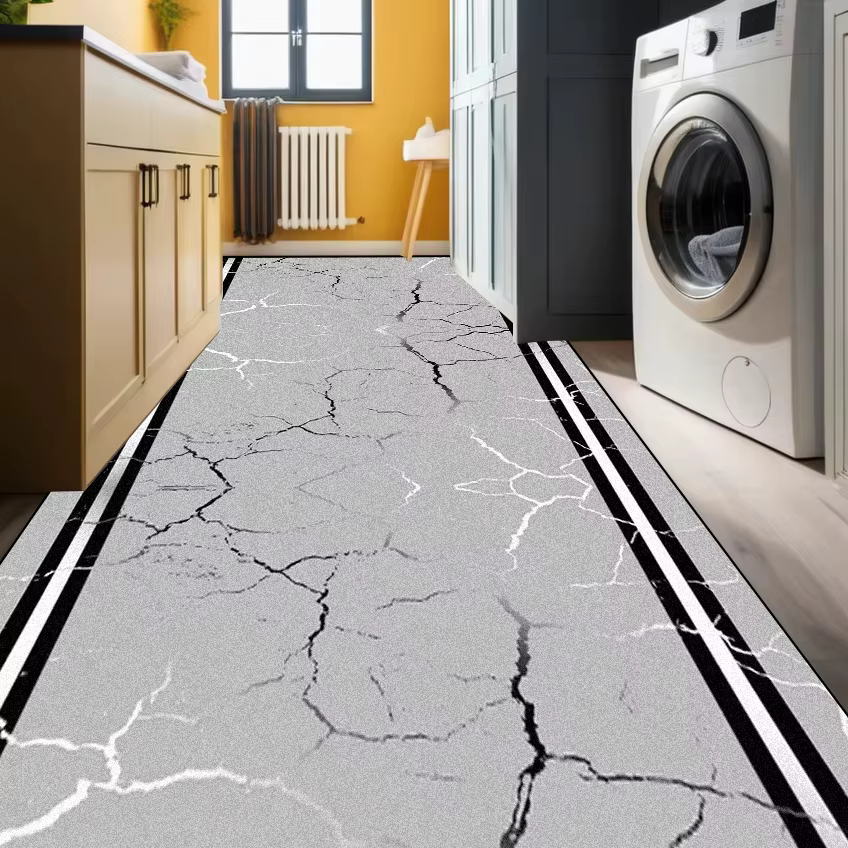 Tapis de couloir géométrique moderne, décor de cuisine, tapis de couloir antidérapant, salle de bain