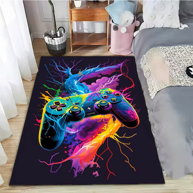 Tapis de jeu pour chambre de garçon, tapis de jeu avec design de manette, tapis pour salle de jeu, c