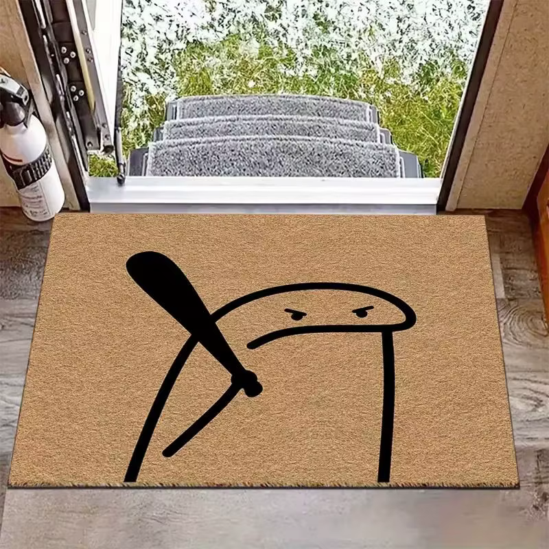 Tapis d'entrée VIKAMA en fibres de coco naturelles, motif chauve-souris, antidérapant, pour extérieu