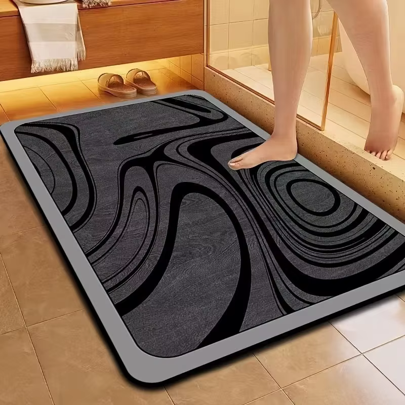 Tapis de sol Simple de couleur unie, motif géométrique gris, absorbant, antidérapant, pour salle de 