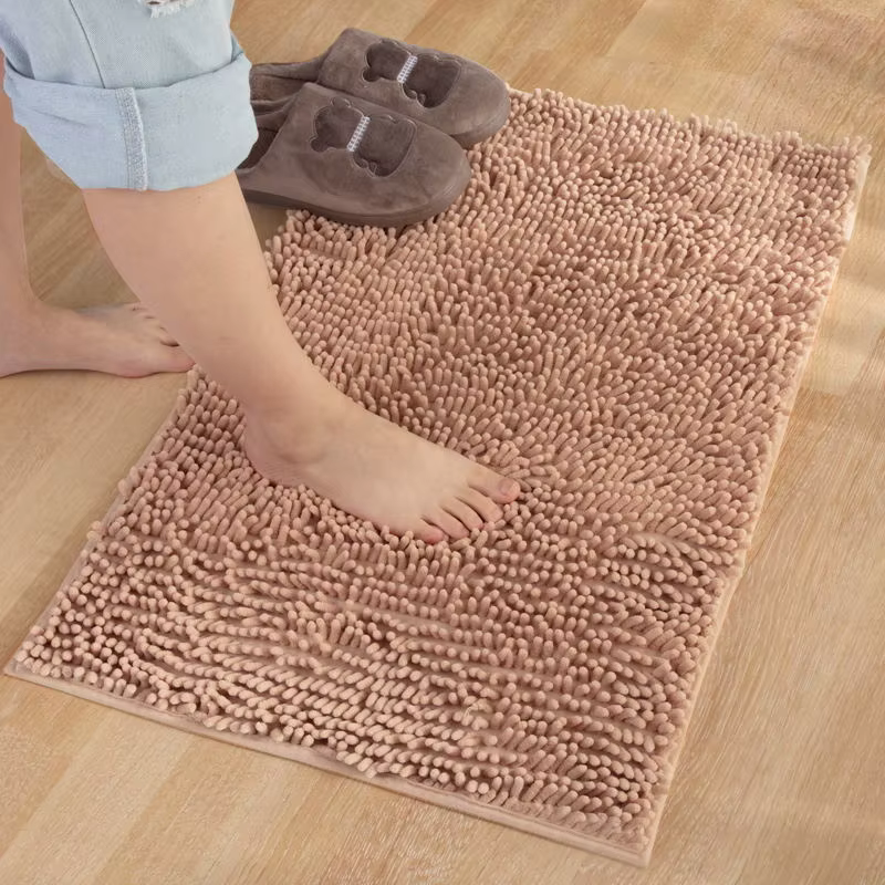Tapis de salle de bain en chenille antidérapant, tapis de bain doux et confortable, tapis de sol abs