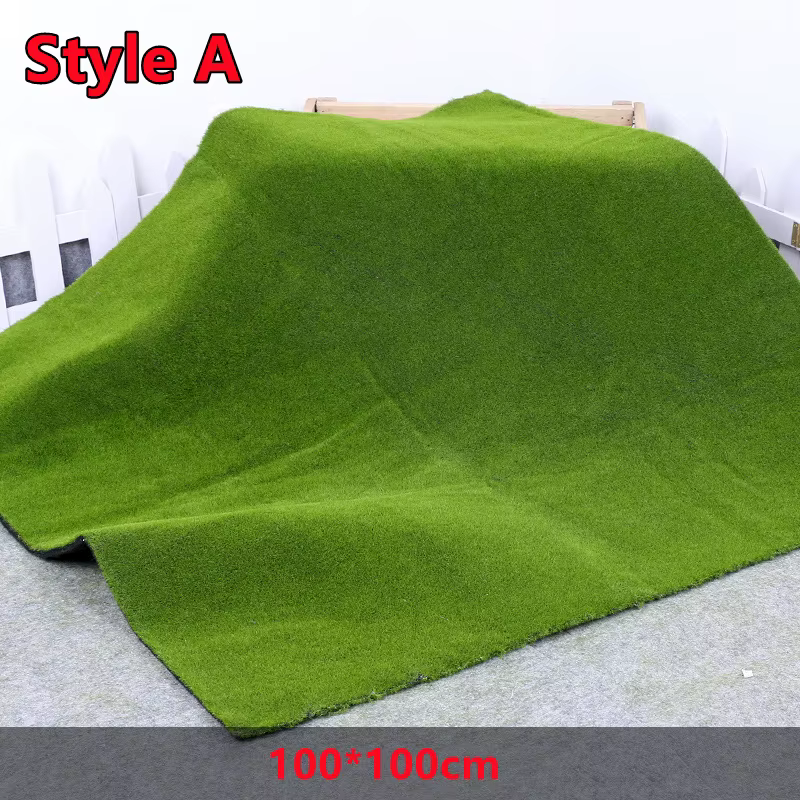 Tapis de Pelouse en Mousse Artificielle, Plante de 100x100cm, Paysage Naturel, Mur de Maison Vert, D