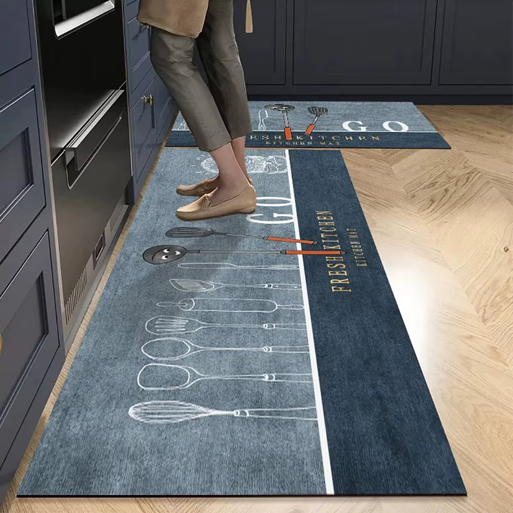 Tapis de cuisine antidérapant, longs, en velours cristal, pour salon, pieds absorbants, chambre à co