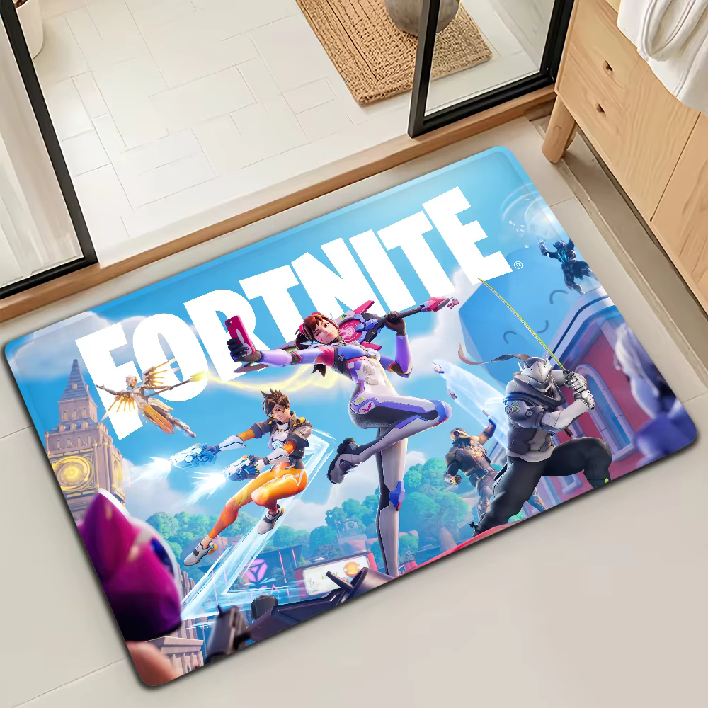 F-Fortnites Cartoon Game Door Mat Bath Tapis de sol décoratif polyvalent en microfibre et flanelle,