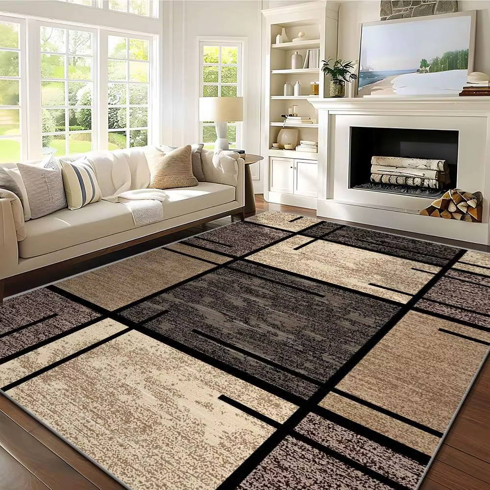 Tapis de luxe doré moderne, grand tapis de décoration pour salon, tapis antidérapant pour chambre à