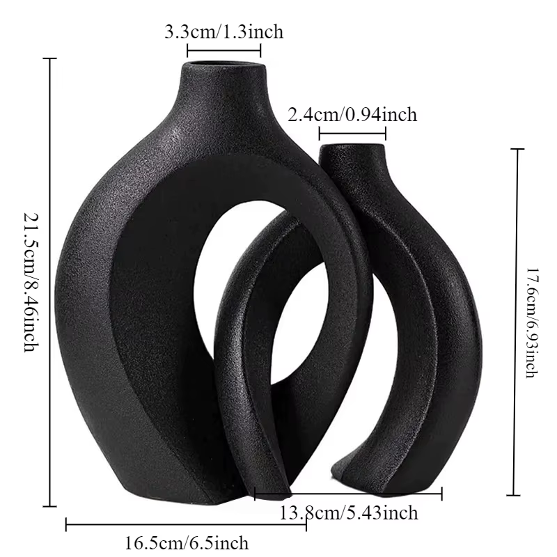 Vase en céramique moderne nordique creux, œuvres d'art Boho, Vase à fleurs creux pour salon minimali