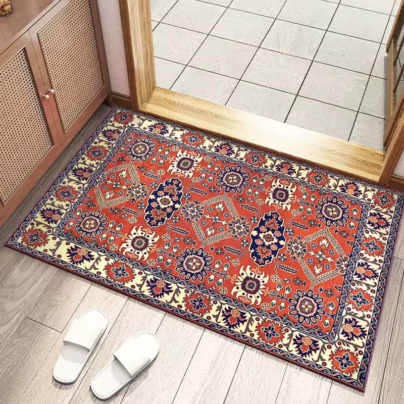 Tapis de bienvenue de style vintage européen pour le salon, tapis de porte décoratif, tapis de sol d