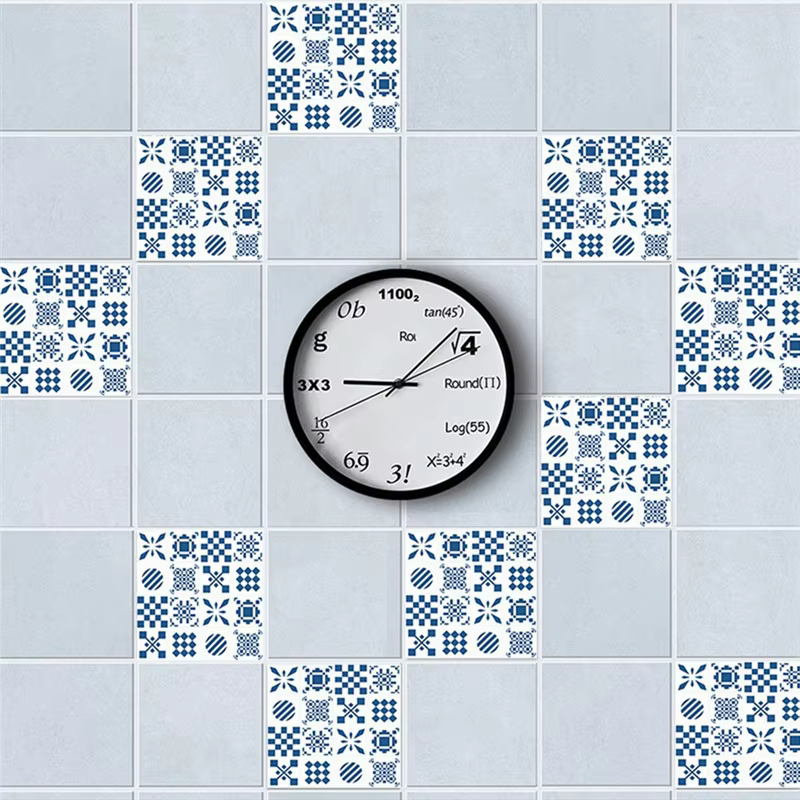 Carrelage géométrique bleu spécial, autocollant mural de décoration de sol pour cuisine, salle de ba