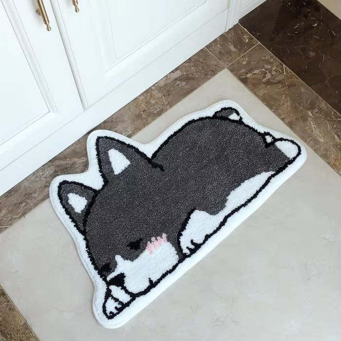 VIKAMA dessin animé Corgi tapis chaud tactile doux salle de bain tapis de sol absorbant pied tapis s
