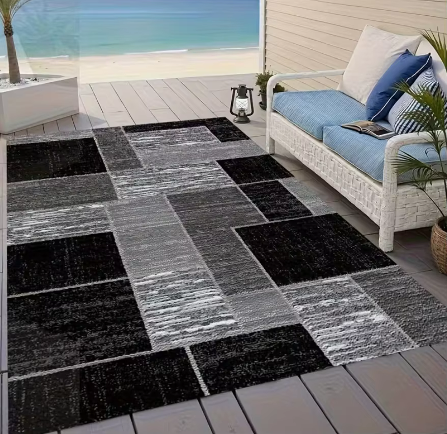 Tapis géométrique luxueux moderne, antidérapant, pour salon et chambre à coucher, finition en flanel