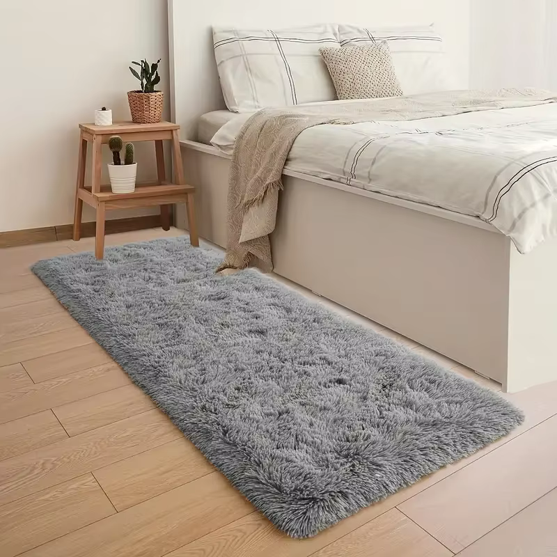 VIKAMA Tapis à poils longs doux et moelleux, tapis de canapé de salon lavable en machine et facile à
