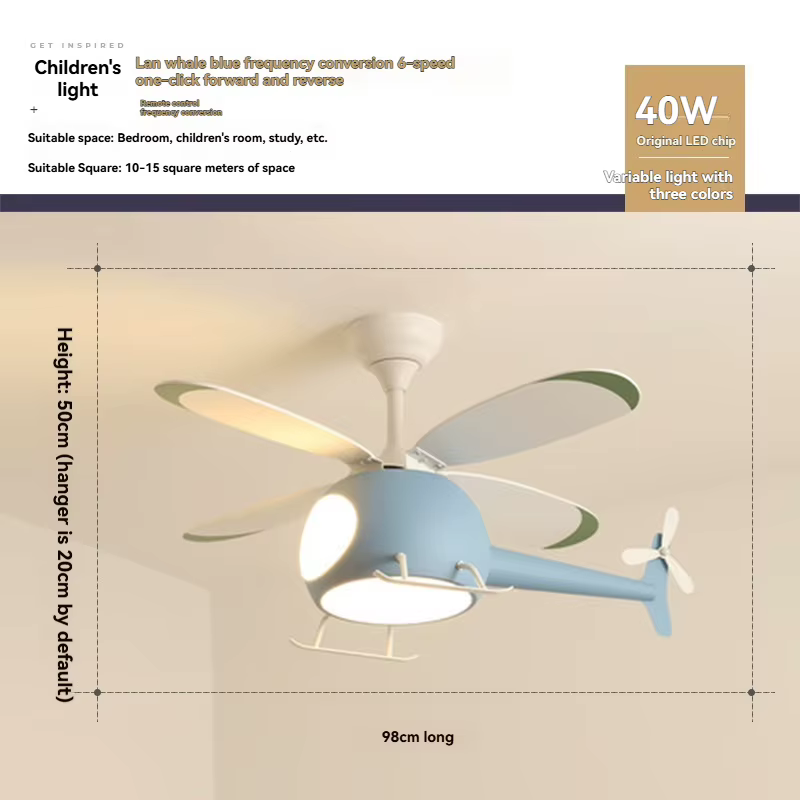 Ventilateur de plafond pour chambre d'enfant, lampe LED de protection des yeux, éclairage de chambre