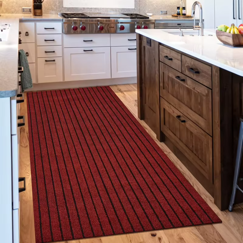 Tapis lavable antidérapant, tapis de sol rayé uni pour cuisine, adapté pour salle de bain, couloir, 