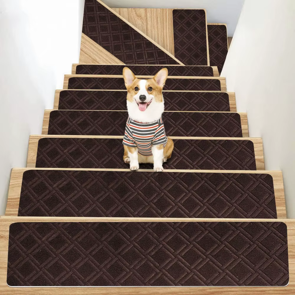 Tapis d'escalier auto-adhésif 76x20cm, antidérapant, bande de roulement d'escalier, tapis de porte à