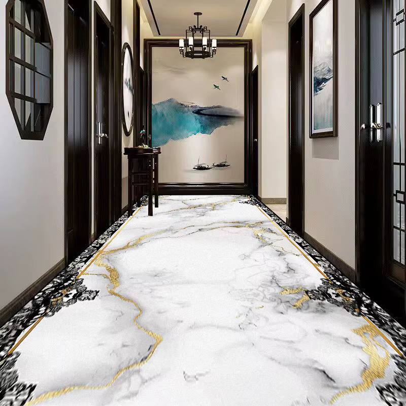 Tapis de couloir long en marbre, tapis de couloir, tapis de couloir, coureur de luxe, polymère de so