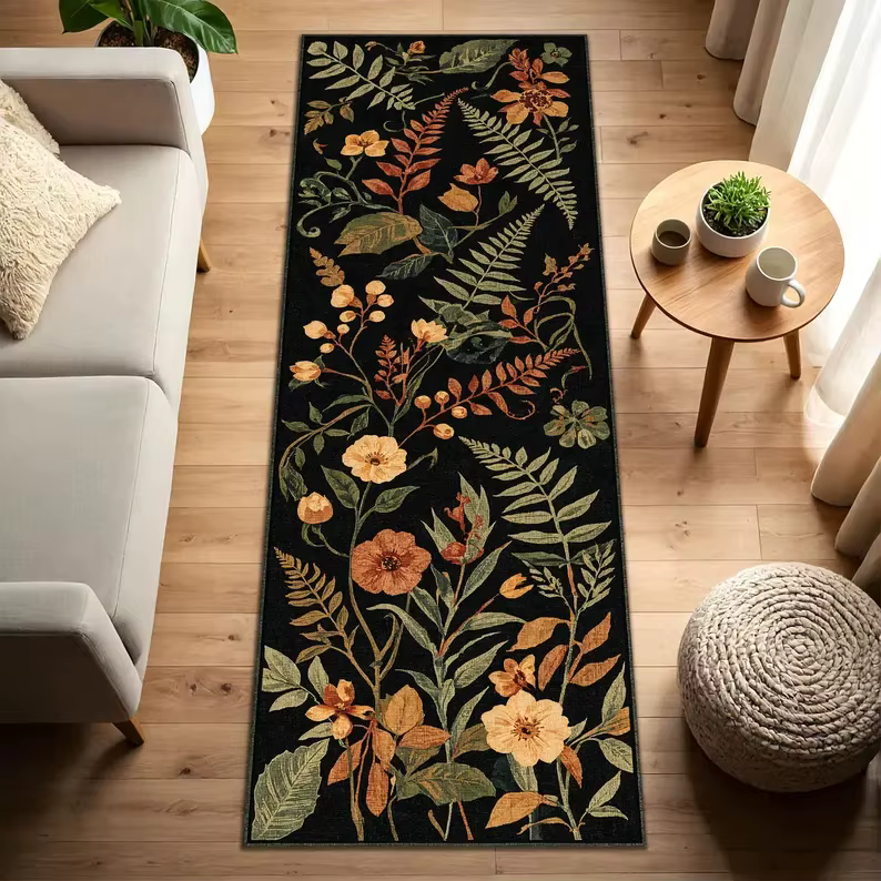 Tapis de chemin de forêt enchantée, Design Floral botanique, décoration de la maison pour salon, cha