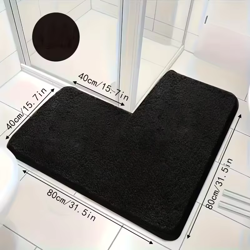 Tapis de sol de cuisine en forme de L de grande taille, couleur unie, tapis absorbant épaissi pour r