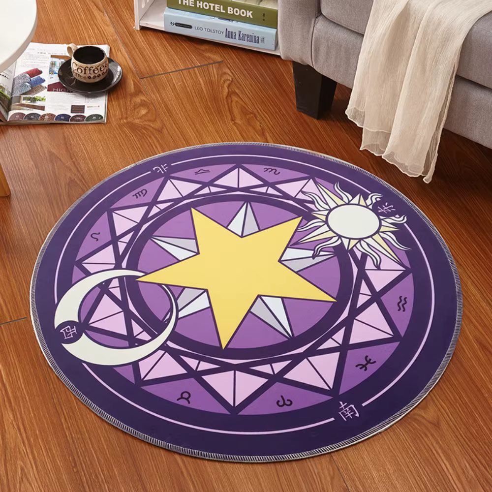 Tapis de sol antidérapant pour décoration de chambre à coucher, tableau d'étoiles magiques roses, po