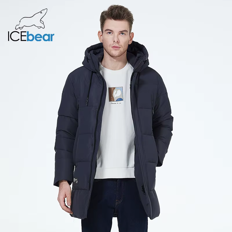 ICEbear 2023 vestes d'hiver pour hommes manteau en coton décontracté mi-long parka bouffante MWD3061