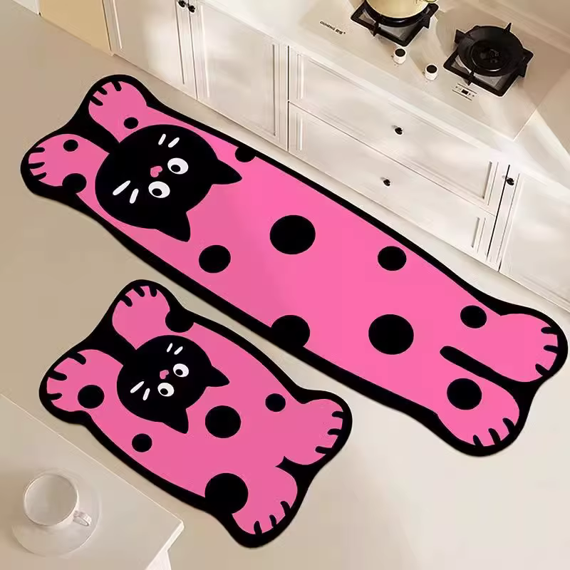 VIKAMA – tapis de cuisine absorbant, dessin animé, séchage rapide, Diatomite, Anti-huile, antidérapa