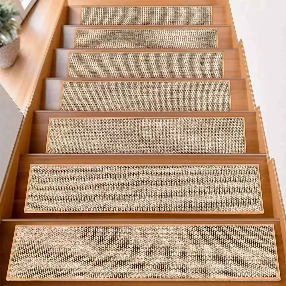Marches d'escalier créatives en imitation lin, antidérapantes, lavables, tapis d'escalier insonorisa