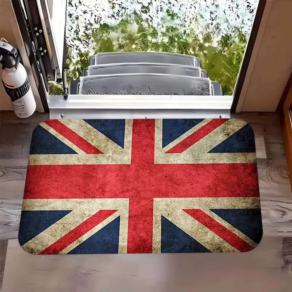 Tapis en flanelle Union Jack minimaliste moderne, antidérapant, résistant à l'usure et aux taches, p