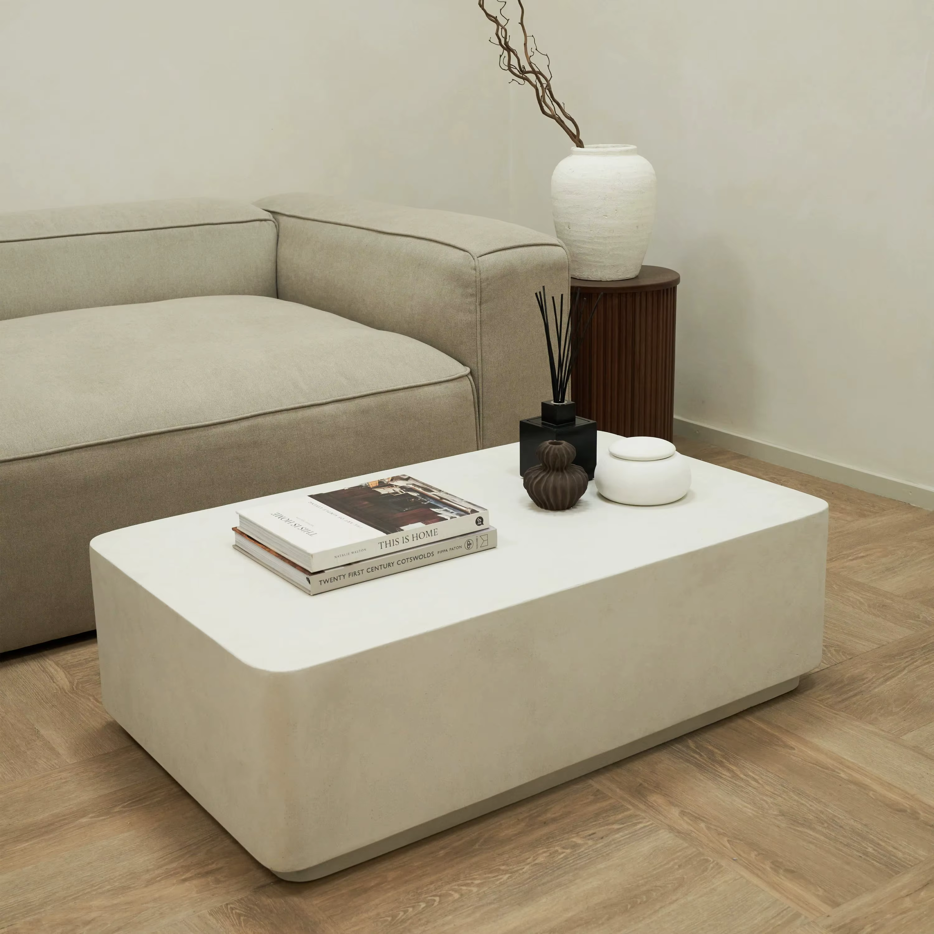 2025 Promotion élégante Style minimaliste salon Wabi-sabi fibre renforcée Rectangle béton ciment pei