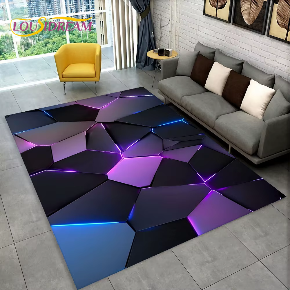 Tapis géométrique moderne abstrait 3D, zone lea, salon, chambre à coucher, canapé, décor de portes, 